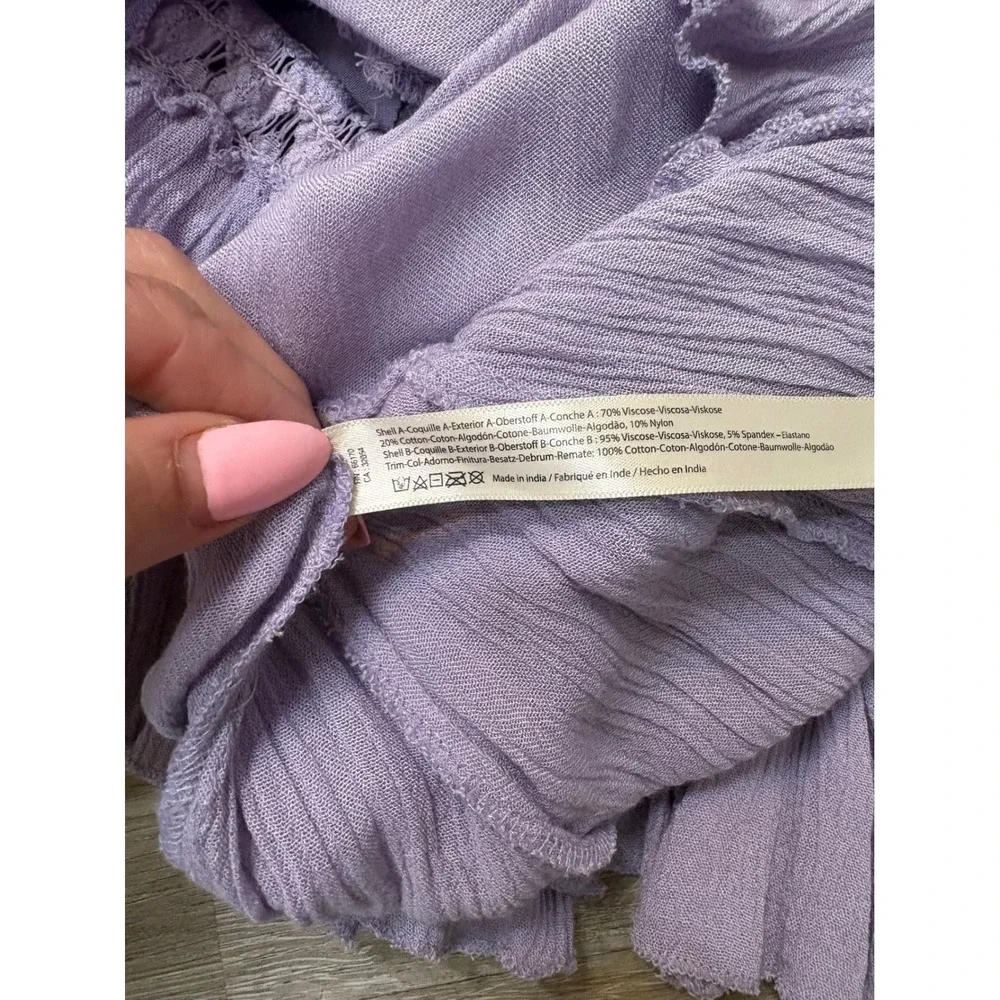 Free People Adella Slip Dress Lilac Purple M Lace Ruffle Feminine Boho Romantic